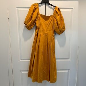 Brand new En Saison yellow midi dress puff sleeves